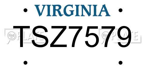 TSZ7579 Virginia License Plate