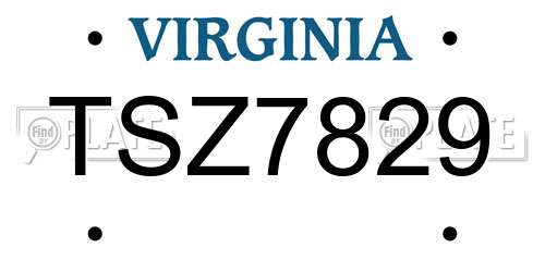 TSZ7829 Virginia License Plate