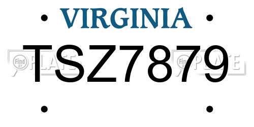 TSZ7879 Virginia License Plate