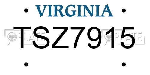 TSZ7915 Virginia License Plate