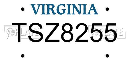 TSZ8255 Virginia License Plate