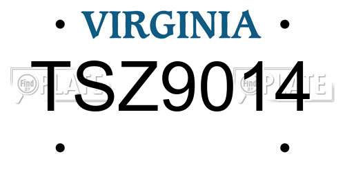 TSZ9014 Virginia License Plate