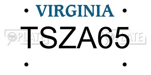 TSZA65 Virginia License Plate