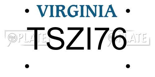 TSZI76 Virginia License Plate