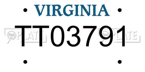 TT03791 Virginia License Plate