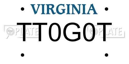 TT0G0T Virginia License Plate