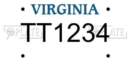 TT1234 Virginia License Plate