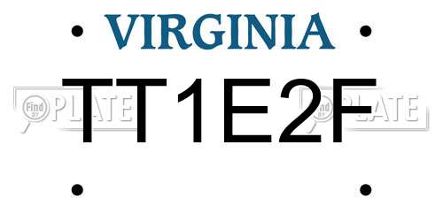 TT1E2F Virginia License Plate