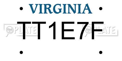 TT1E7F Virginia License Plate