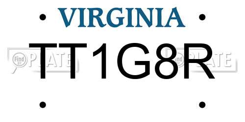 TT1G8R Virginia License Plate