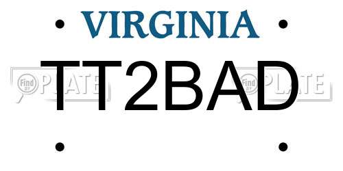 TT2BAD Virginia License Plate
