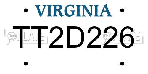 TT2D226 Virginia License Plate
