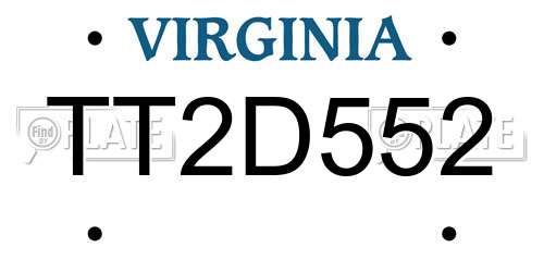 TT2D552 Virginia License Plate