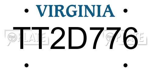 TT2D776 Virginia License Plate