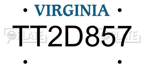 TT2D857 Virginia License Plate