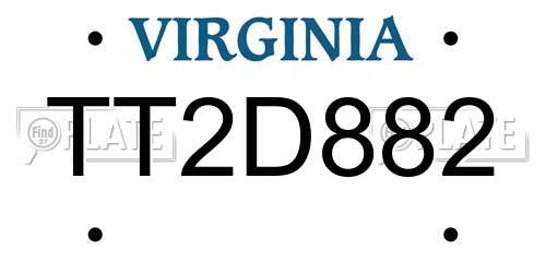 TT2D882 Virginia License Plate