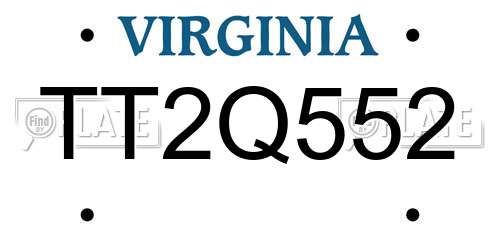 TT2Q552 Virginia License Plate