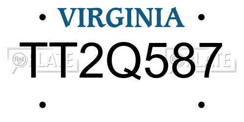 TT2Q587 Virginia License Plate