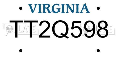 TT2Q598 Virginia License Plate