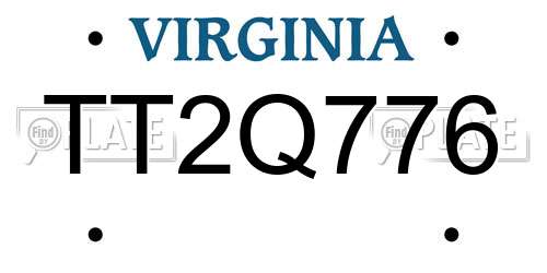 TT2Q776 Virginia License Plate