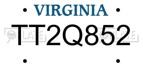 TT2Q852 Virginia License Plate