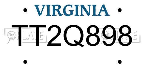 TT2Q898 Virginia License Plate