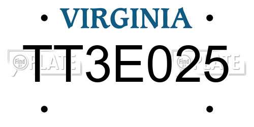 TT3E025 Virginia License Plate