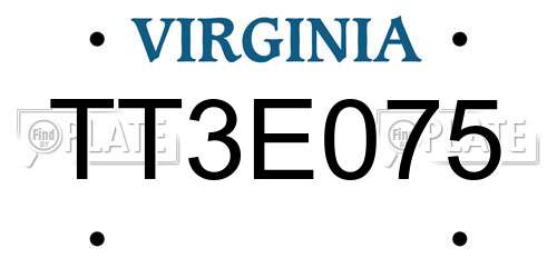 TT3E075 Virginia License Plate