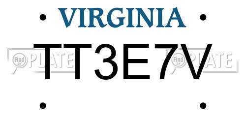 TT3E7V Virginia License Plate