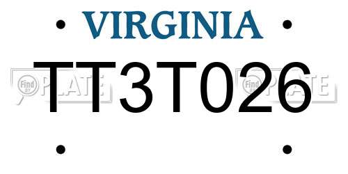 TT3T026 Virginia License Plate