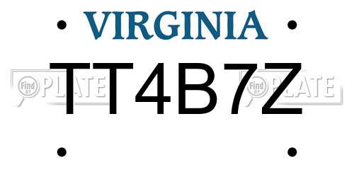TT4B7Z Virginia License Plate
