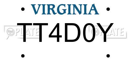 TT4D0Y Virginia License Plate