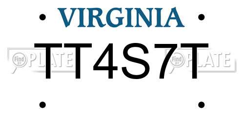 TT4S7T Virginia License Plate