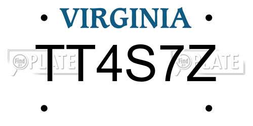 TT4S7Z Virginia License Plate