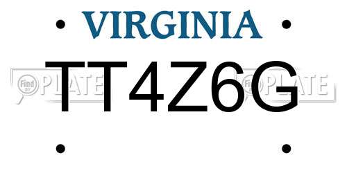 TT4Z6G Virginia License Plate