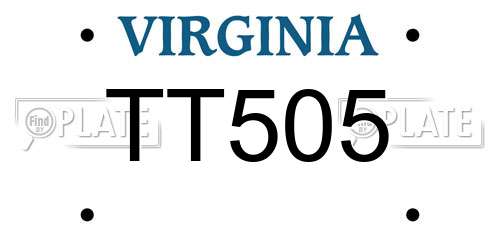 TT505 Virginia License Plate