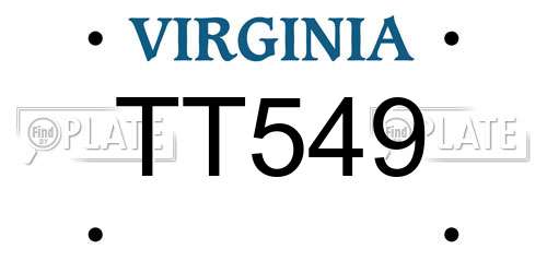 TT549 Virginia License Plate