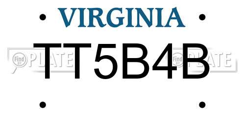 TT5B4B Virginia License Plate