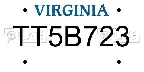 TT5B723 Virginia License Plate