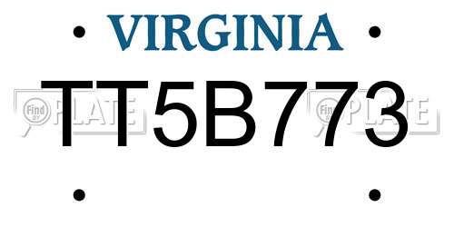 TT5B773 Virginia License Plate