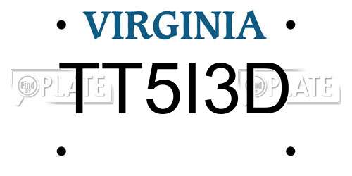 TT5I3D Virginia License Plate