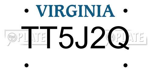 TT5J2Q Virginia License Plate