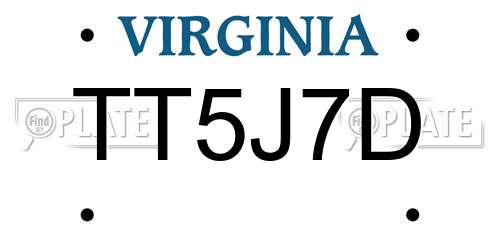 TT5J7D Virginia License Plate