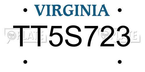 TT5S723 Virginia License Plate