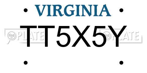 TT5X5Y Virginia License Plate