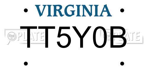 TT5Y0B Virginia License Plate