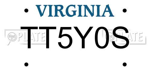TT5Y0S Virginia License Plate