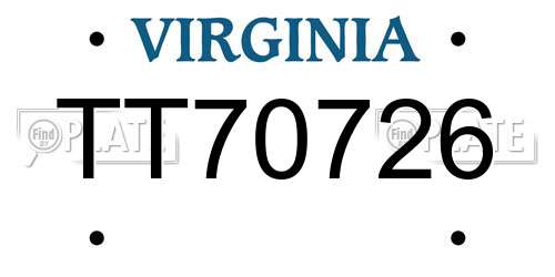 TT70726 Virginia License Plate