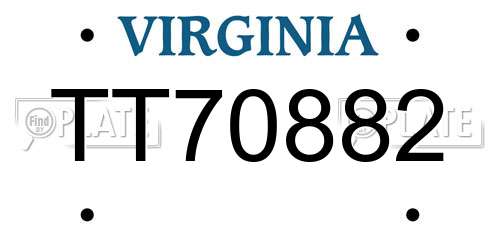 TT70882 Virginia License Plate