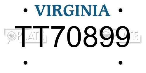 TT70899 Virginia License Plate